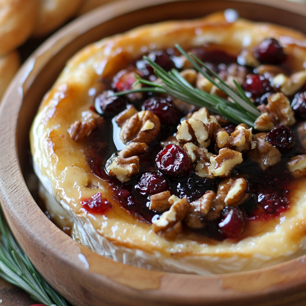 Brie Assado com Cranberries e Nozes
