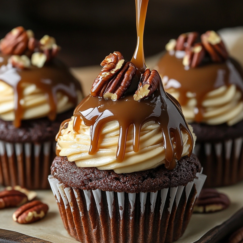 Cupcakes de Chocolate, Caramelo e Pecans