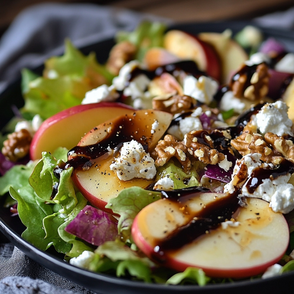 Salada de Outono com Vinagrete Cremoso de Bordo e Balsâmico