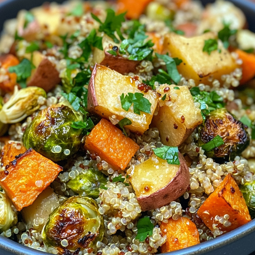 Salada de Quinoa com Legumes Assados ao Molho de Mel e Mostarda