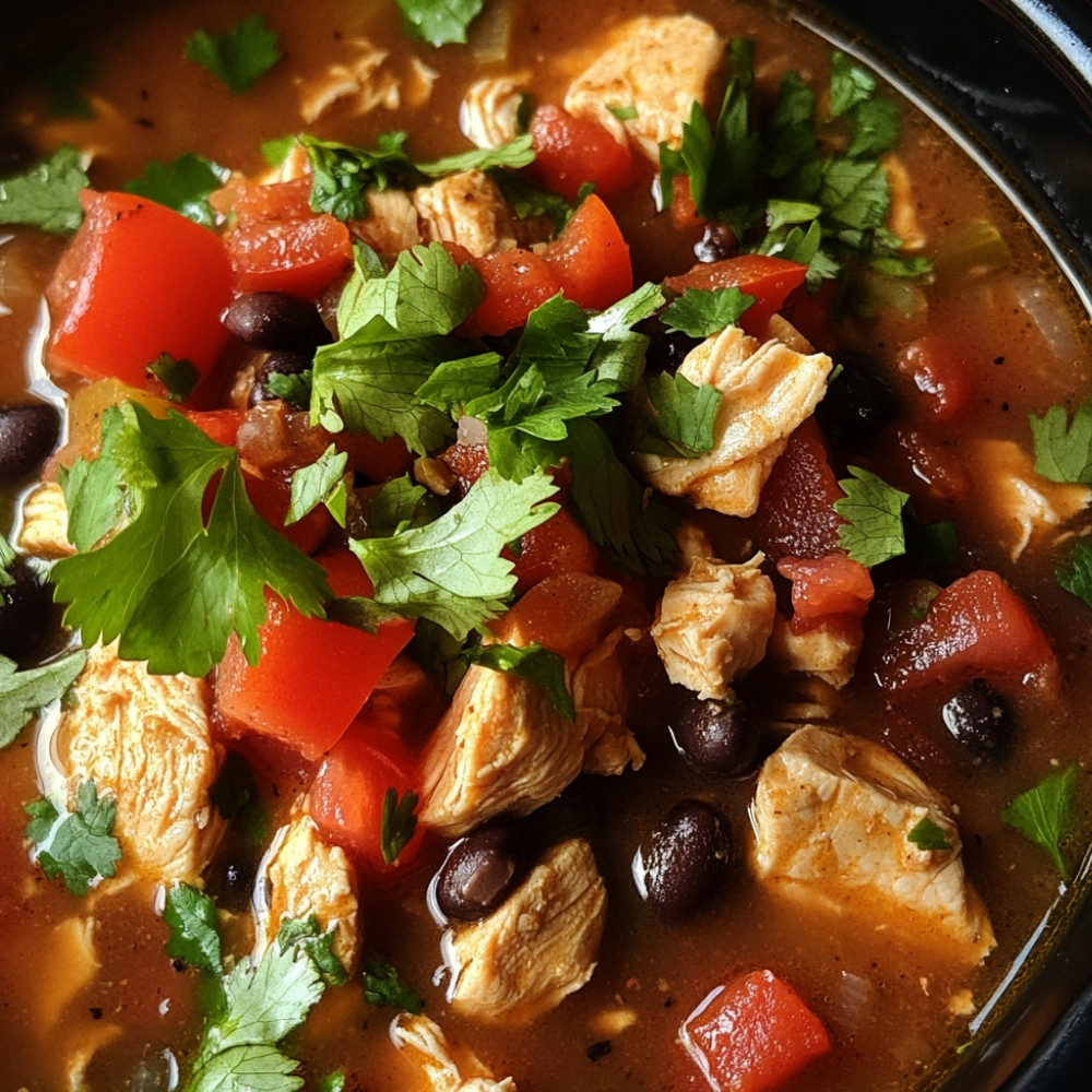 Sopa Tex-Mex ao Frango e Feijão Preto