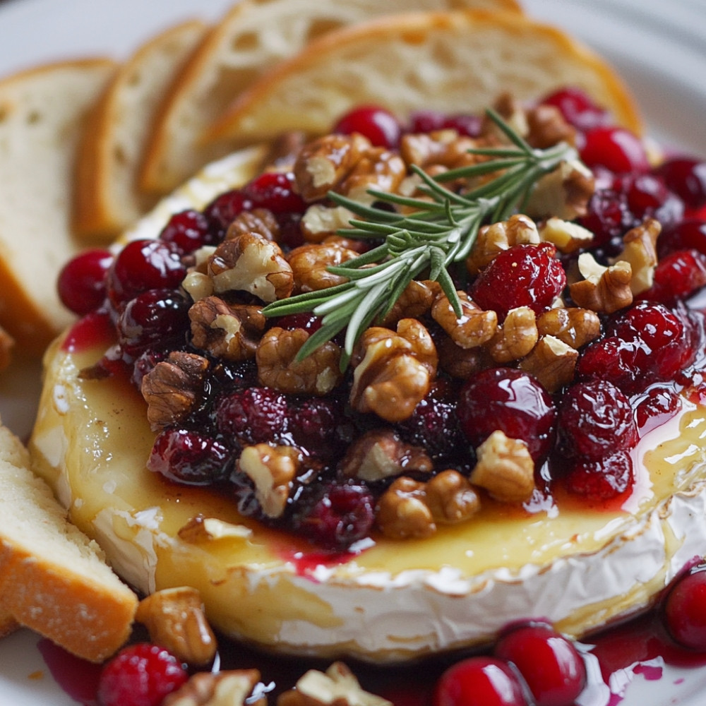 Brie Assado com Cranberries e Nozes