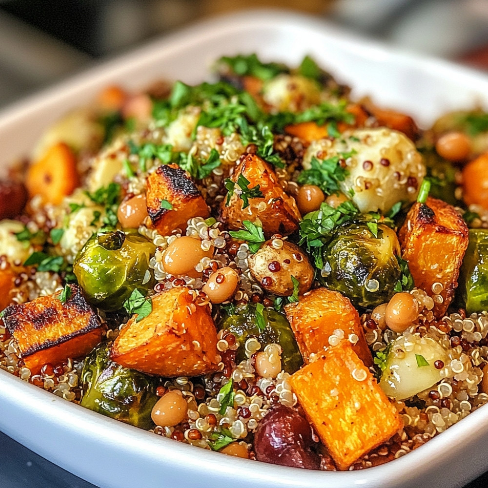 Salada de Quinoa com Legumes Assados ao Molho de Mel e Mostarda