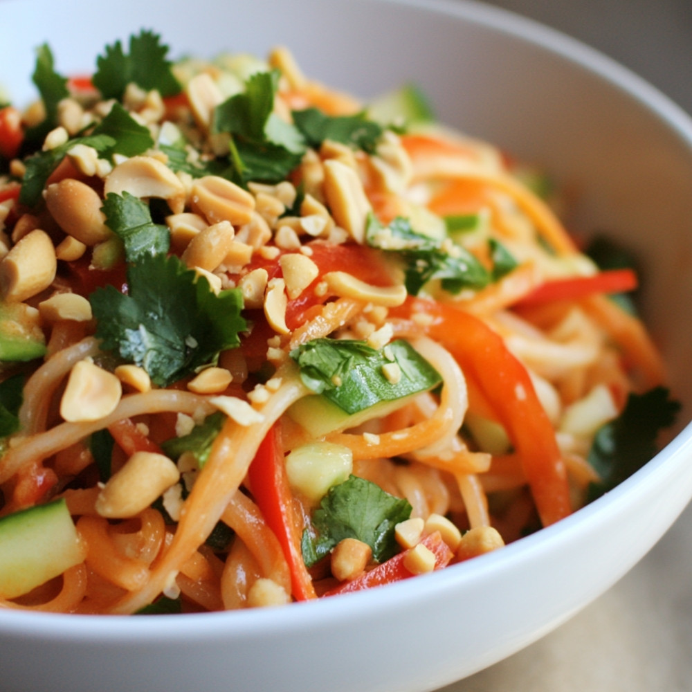 Salada de macarrão tailandesa com molho de amendoim