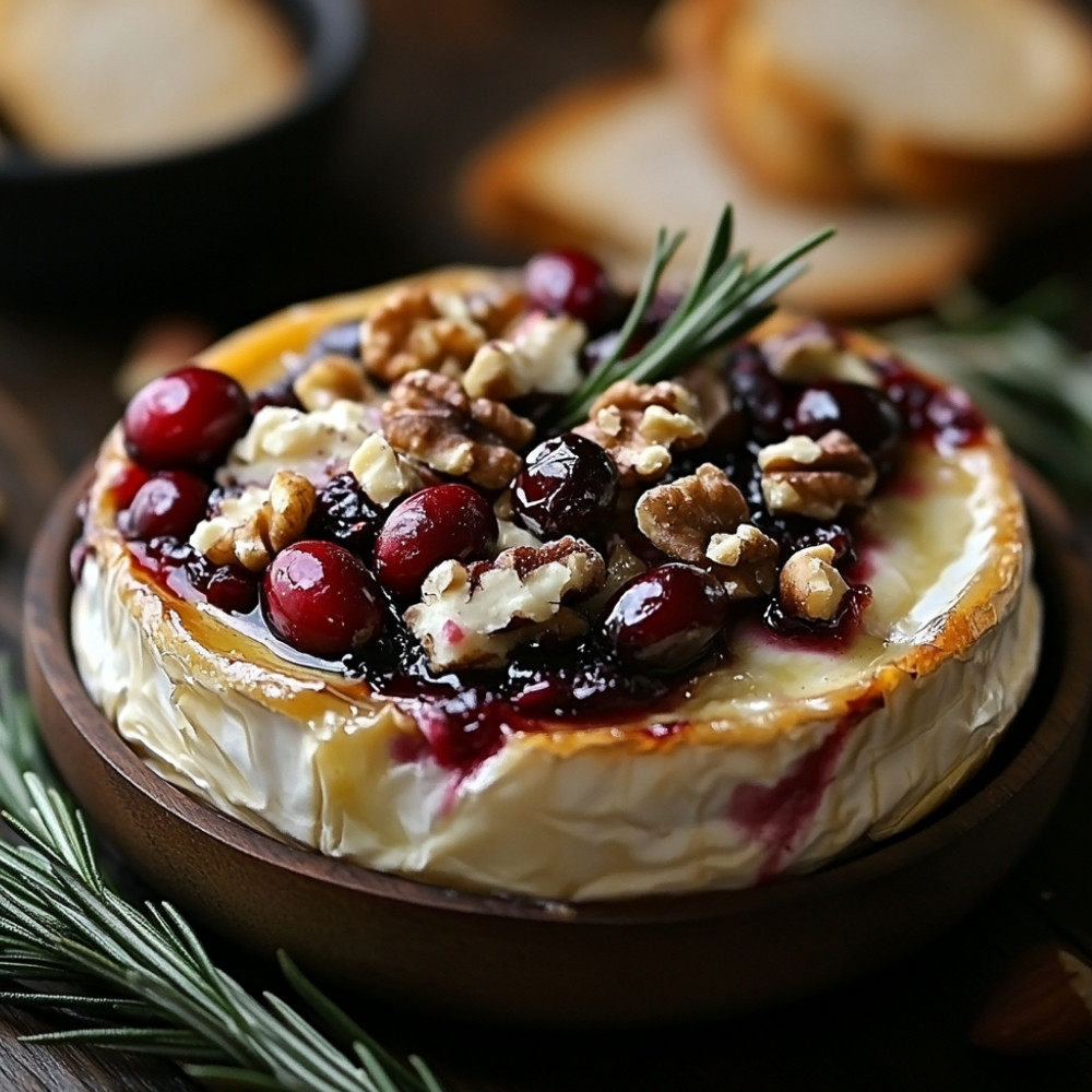 Brie Assado com Cranberries e Nozes