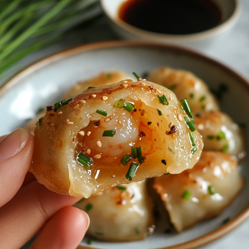 Dumplings Crocantes de Camarão e Cebolinha