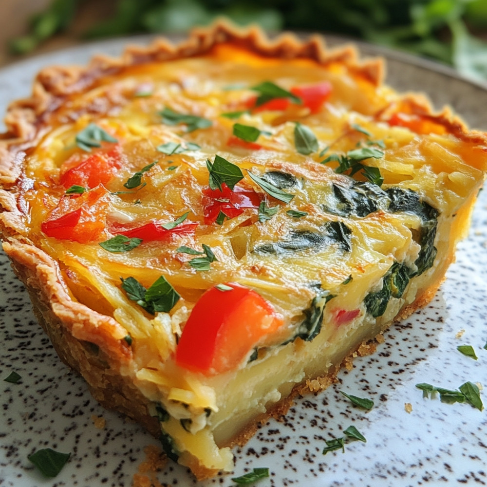 Quiche sem glúten com crosta de batata raquete