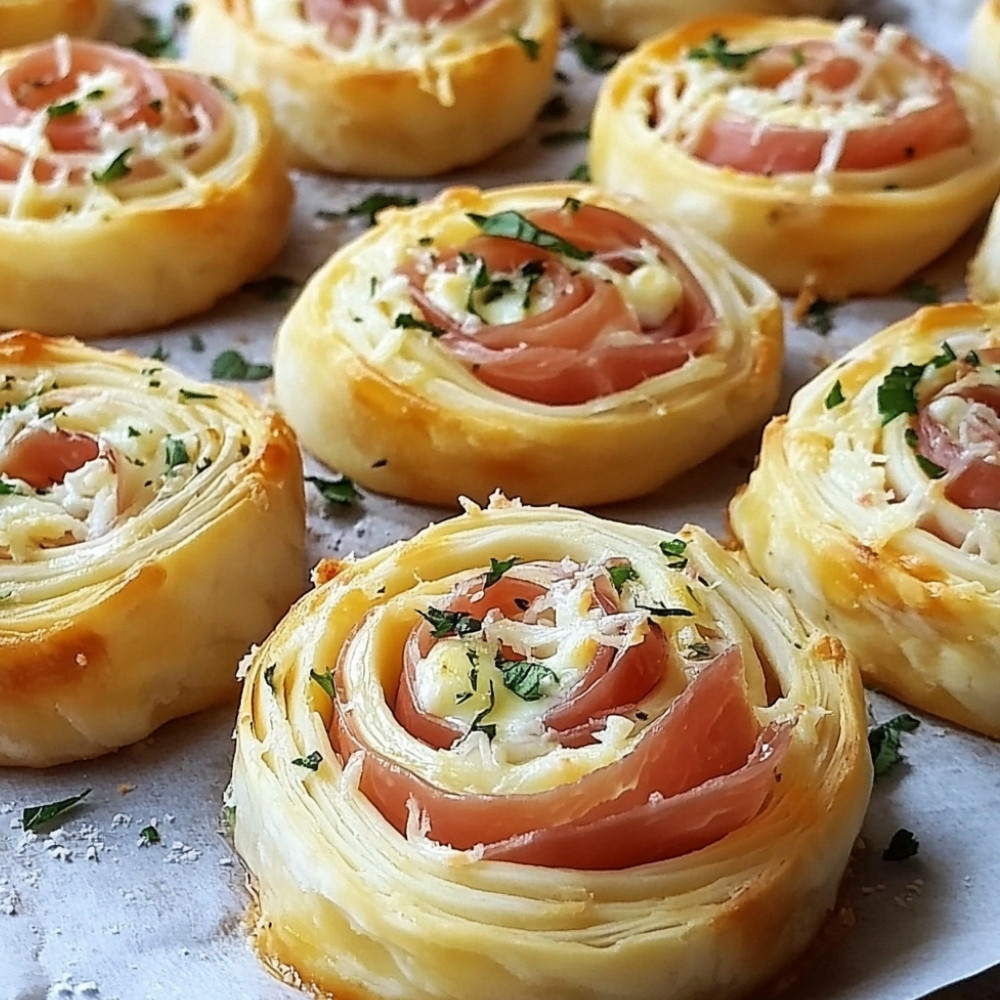 Rolos de Massa Folhada com Presunto e Queijo