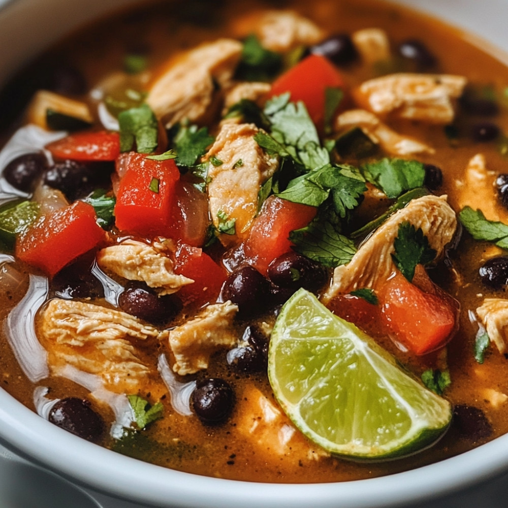 Sopa Tex-Mex ao Frango e Feijão Preto