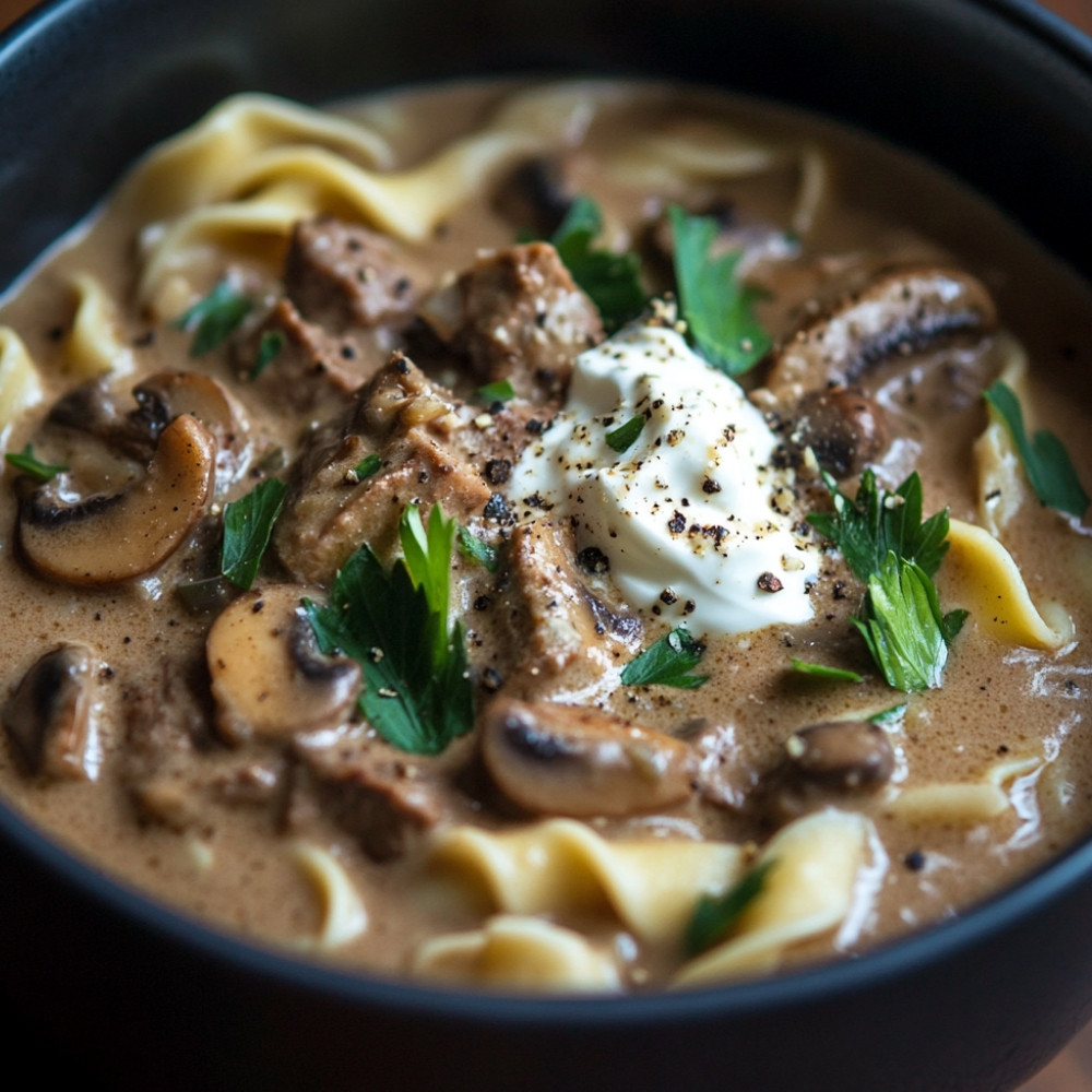 Sopa de Beef Stroganoff