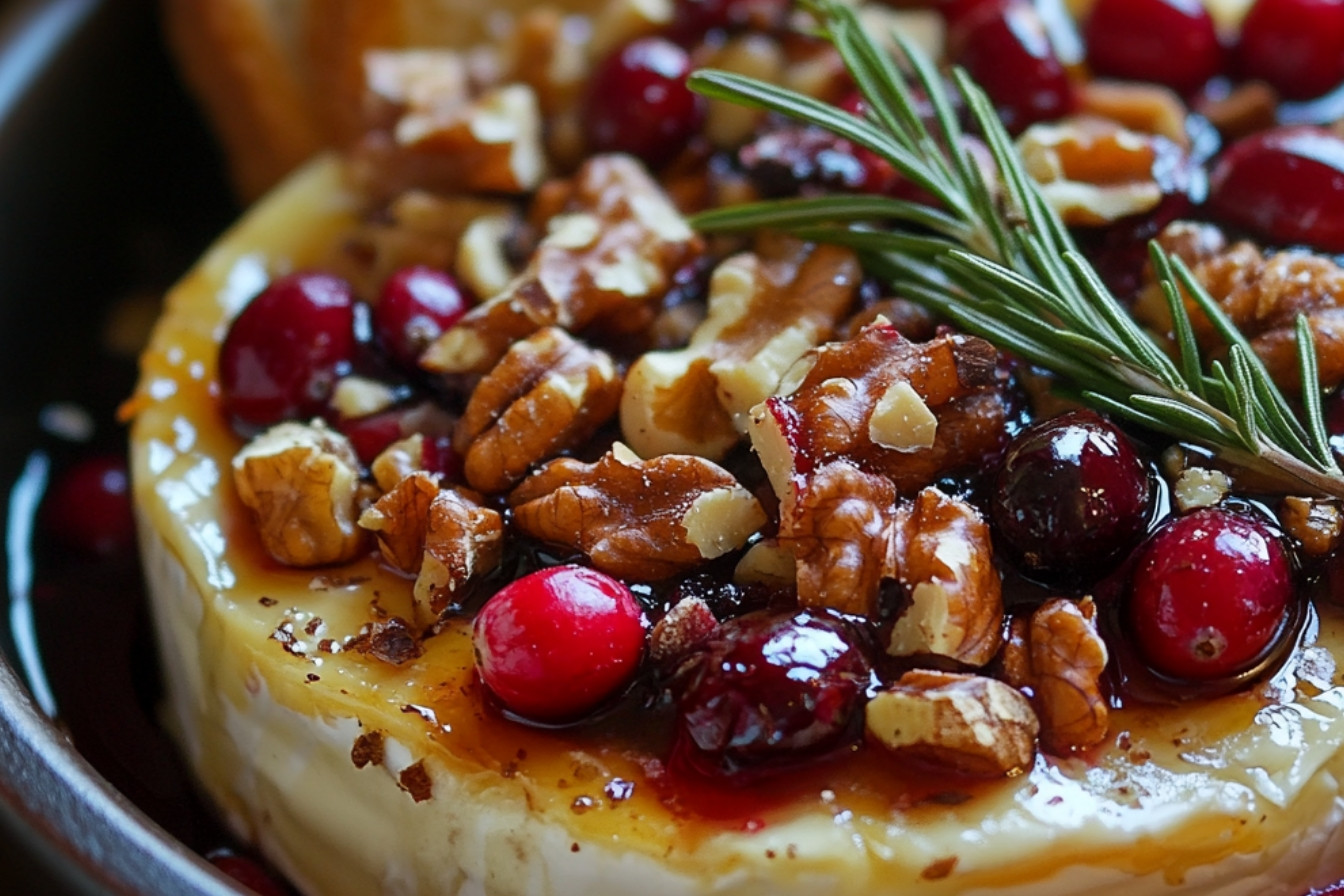 Brie Assado com Cranberries e Nozes