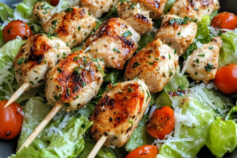 Brochettes style salade César au poulet