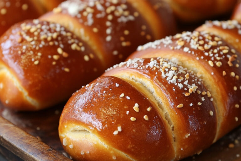 Cachorros-quentes com pretzel caseiro