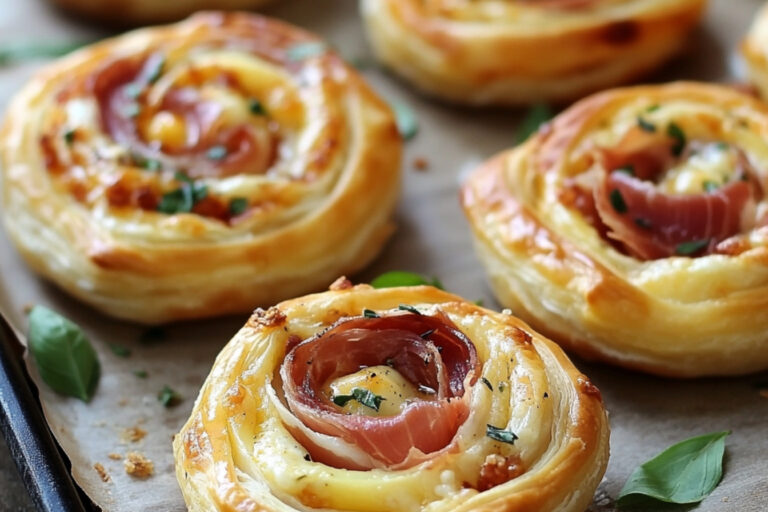 Rolos de Massa Folhada com Presunto e Queijo