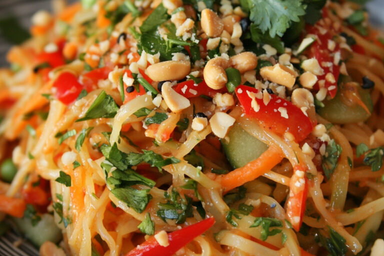 Salada de macarrão tailandesa com molho de amendoim