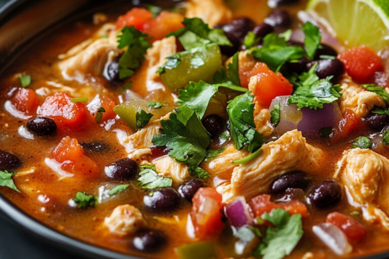 Sopa Tex-Mex ao Frango e Feijão Preto